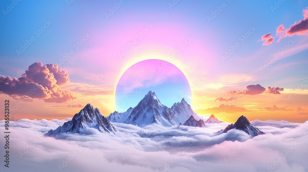 Sunrise Over Majestic Mountain Peaks and Clouds Sunrise Over Majestic Mountain Peaks and Clouds