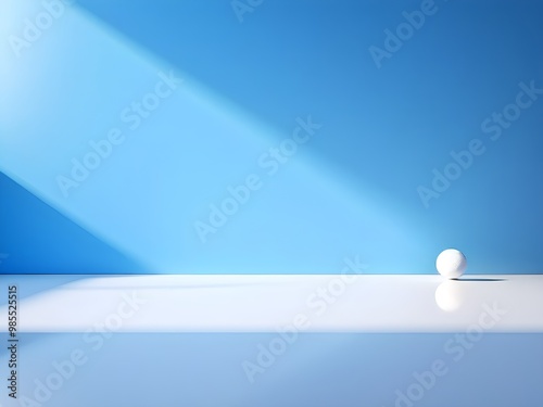 Empty white stage with spotlight and blue background. Podium, pedestal. for showing packaging and product. Platforms mockup product display presentation. Abstract composition in minimal design.