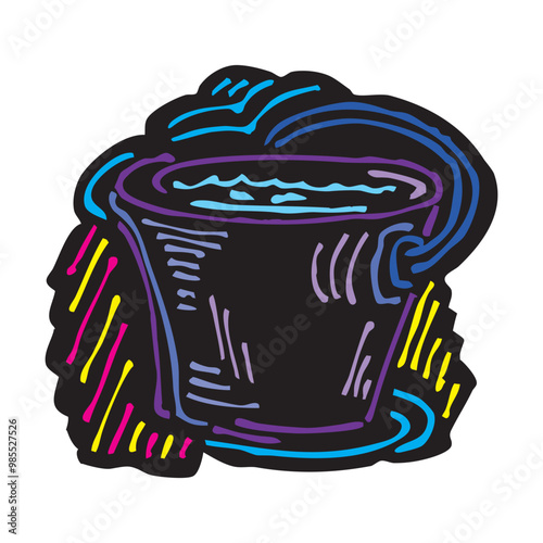 isolated abstract bucket icon set plastic and metallic for different needs vector