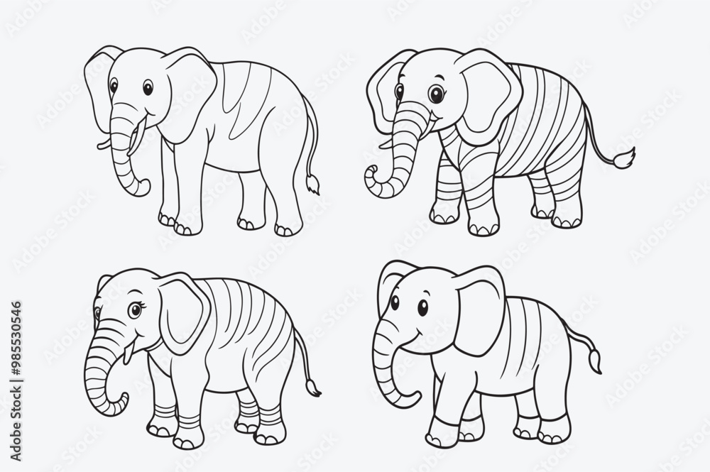 Fototapeta premium Black line art of ELEPHENT T for kids coloring book in white background