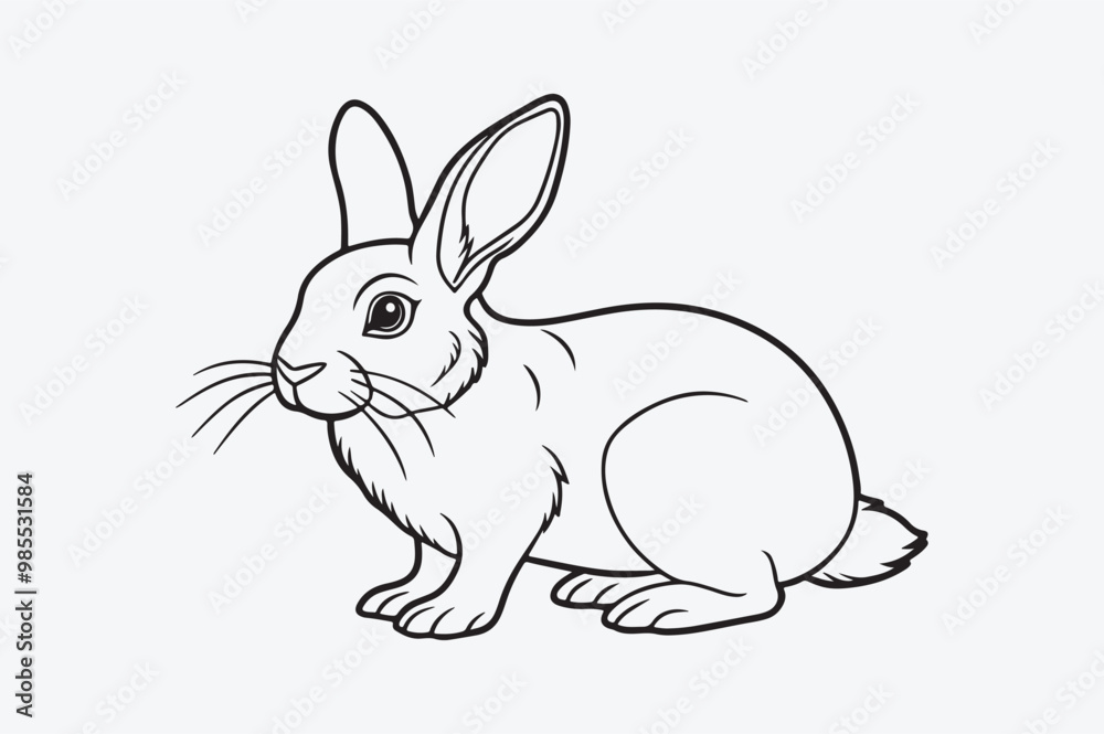 Black line art of a RABBIT for kids coloring book in white background Black line art of a RABBIT for kids coloring book in white background