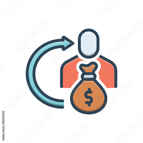 Color illustration icon for wages