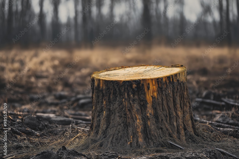 Tree Stump in Deforested Area Tree Stump in Deforested Area