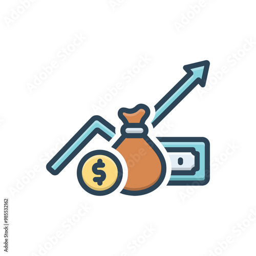 Color illustration icon for economy