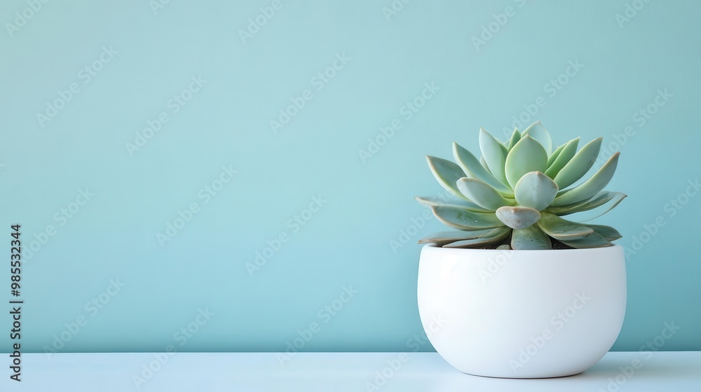 Succulent in white pottery against a minimalist backdrop, clean lines, Botanical Succulent in white pottery against a minimalist backdrop, clean lines, Botanical