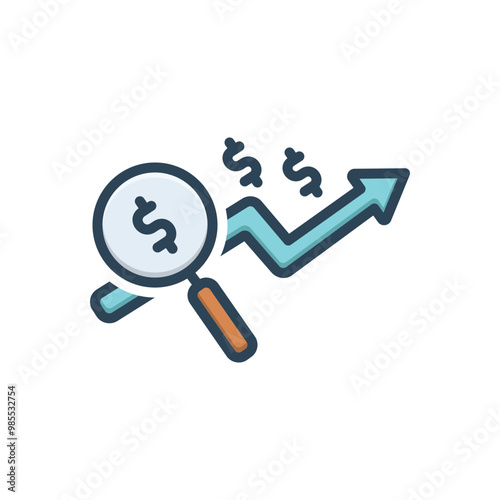 Color illustration icon for revenue
