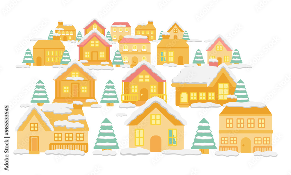 冬の街並みクリスマスイラスト素材 冬の街並みクリスマスイラスト素材