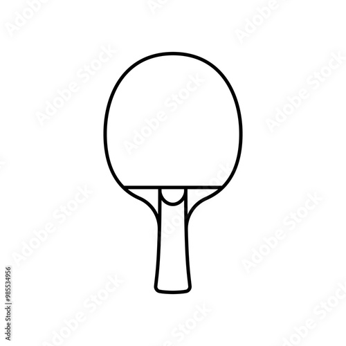Ping pong table tennis paddle line icon isolated on white background.