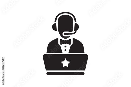 customer support representative clipart vector silhouette isolated in white background