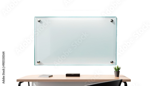  name mock front plate plate view horizontal white blank 3d sign glass wall illustration office office glasses advertisement background banner blank board branding business clear company design