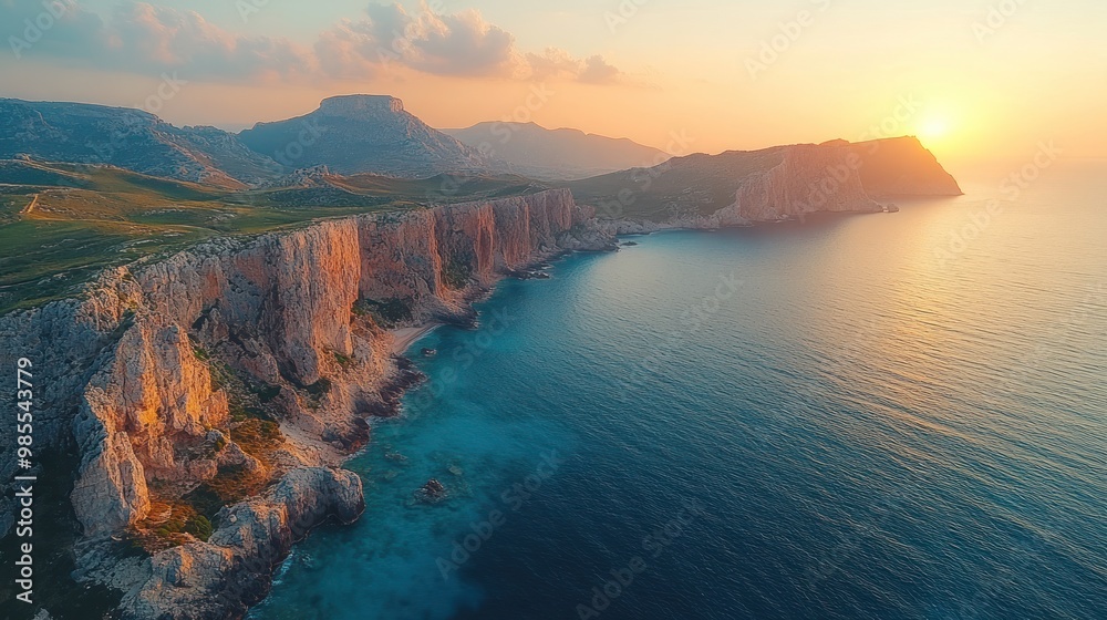 Coastal Sunset Over Cliffs Coastal Sunset Over Cliffs