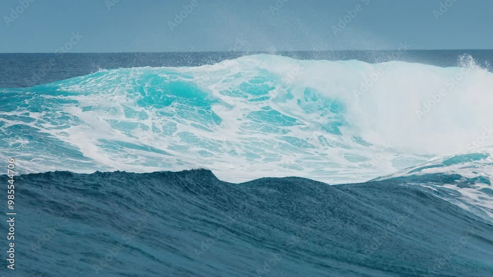 Ocean wave rolls and breaks in the Maldives Ocean wave rolls and breaks in the Maldives