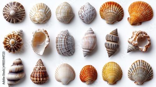 Seashells on White Background