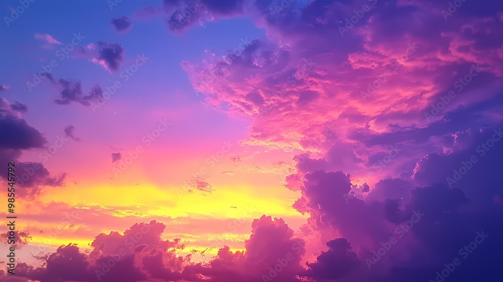 Vibrant sunset sky filled with colorful clouds and serene atmosphere. Vibrant sunset sky filled with colorful clouds and serene atmosphere.