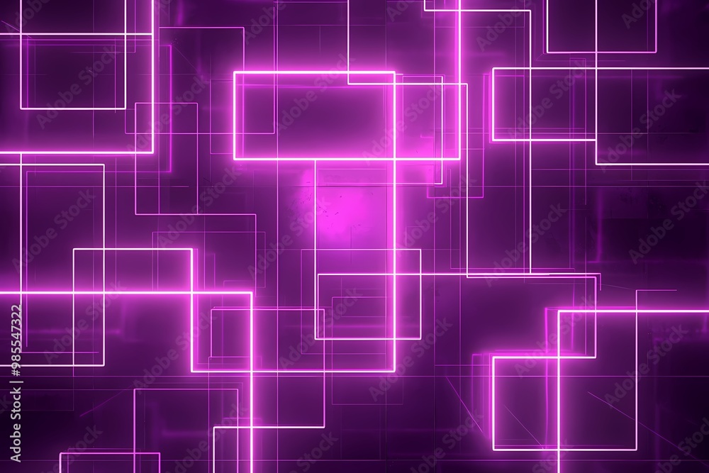 Abstract purple neon geometric shapes with glowing edges creating a modern digital background. Abstract purple neon geometric shapes with glowing edges creating a modern digital background.