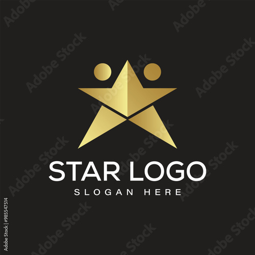 Golden Star People Colorful Symbol logo template vector design