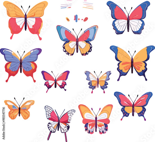 Wallpaper Mural A collection of butterflies with different colors and colors for sale. picture of butterfly and flowers with a background of butterfly's. Torontodigital.ca