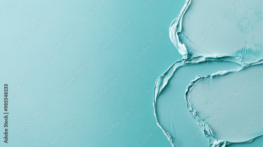 This artwork features a tranquil abstract composition with soft shapes and flowing lines on a solid turquoise background, inviting a sense of calm and creativity This artwork features a tranquil abstract composition with soft shapes and flowing lines on a solid turquoise background, inviting a sense of calm and creativity