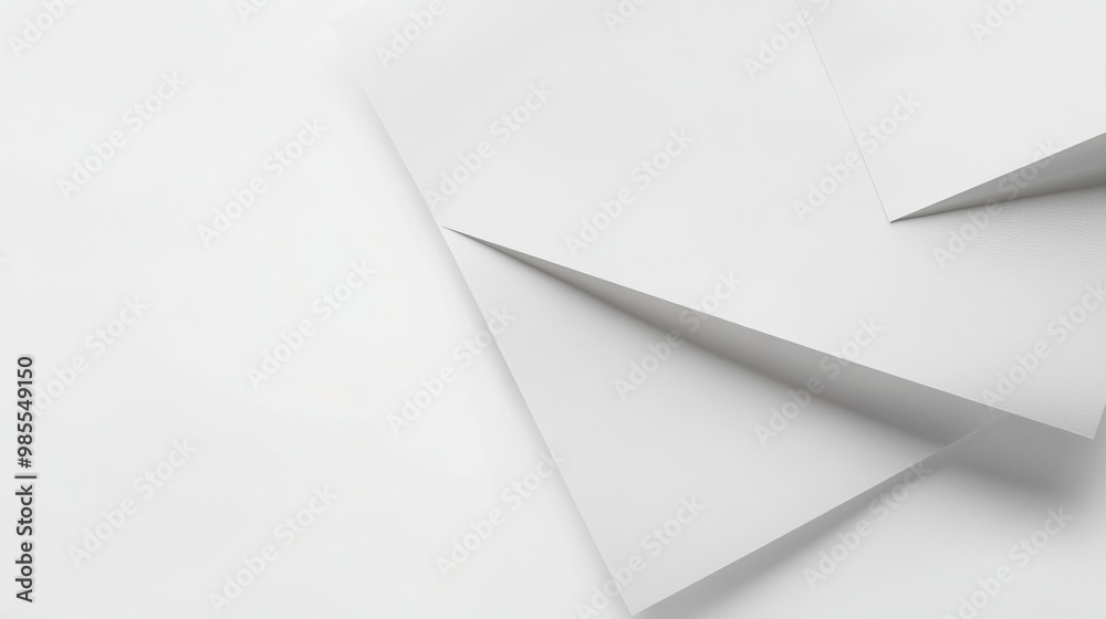 White paper sheets folded against a white backdrop, offering copy space. White paper sheets folded against a white backdrop, offering copy space.