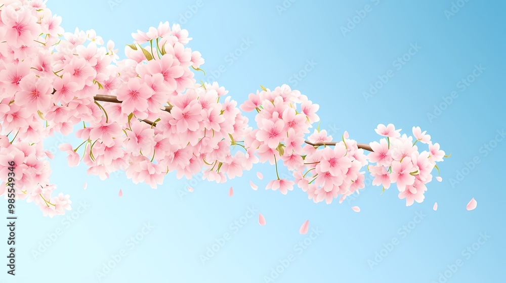 Delicate pink cherry blossoms against a soft blue sky. Delicate pink cherry blossoms against a soft blue sky.