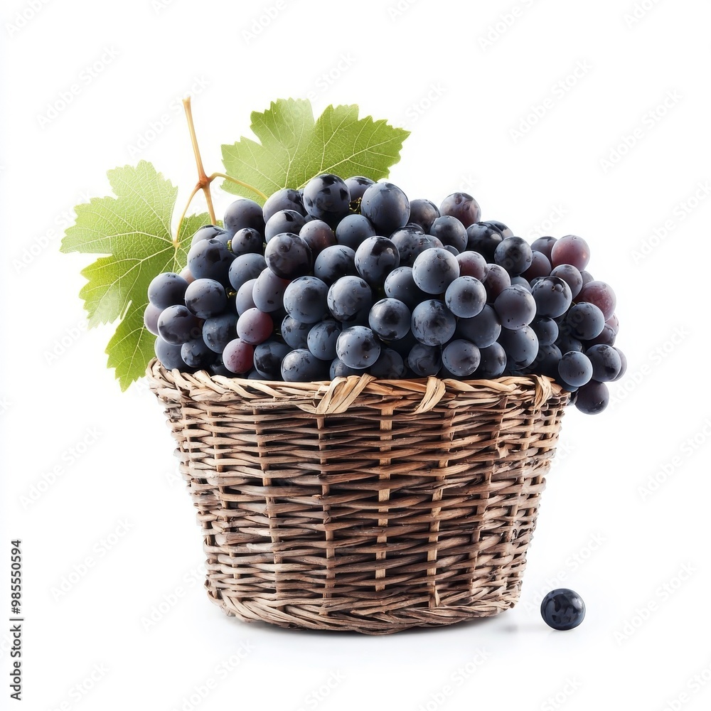 Basket of grapes isolated on a white background. Basket of grapes isolated on a white background.