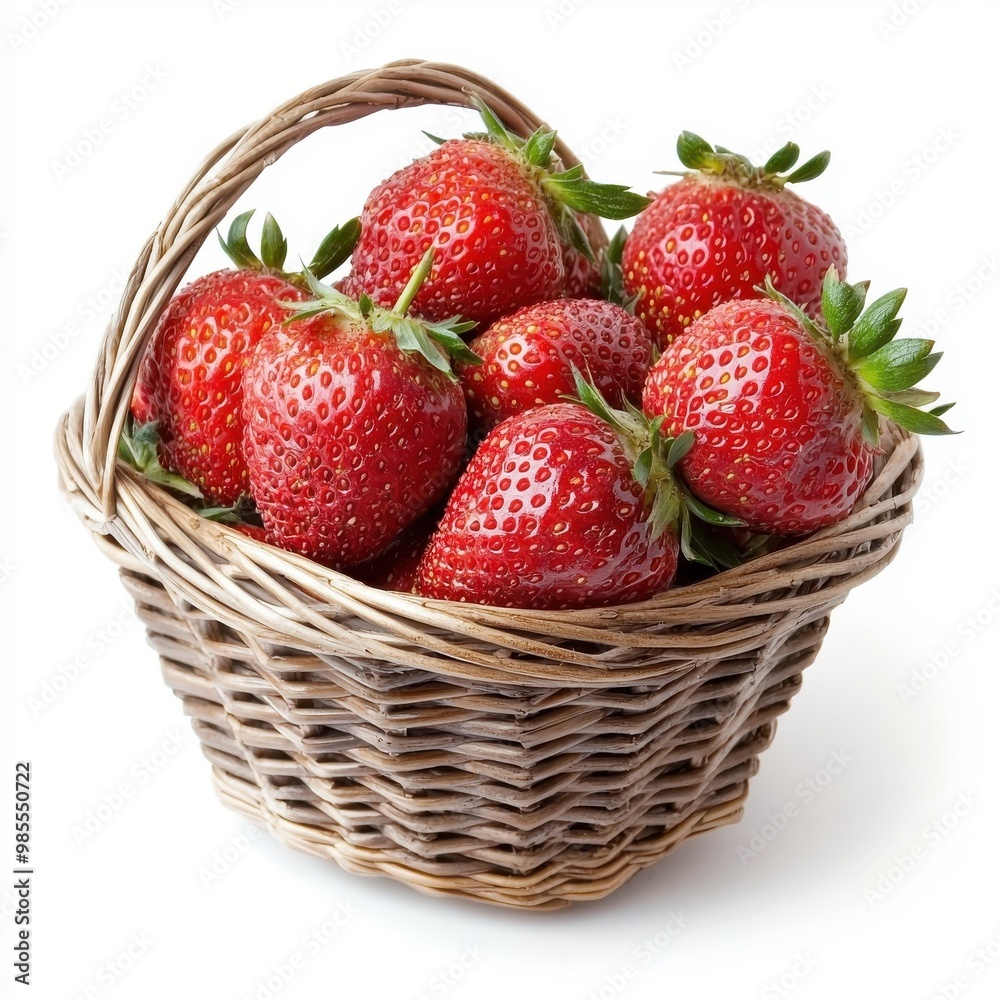 Basket of strawberries isolated on a white background. Basket of strawberries isolated on a white background.