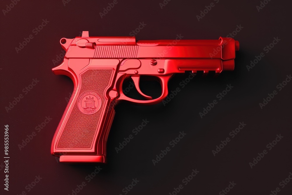 Red money gun, bursting with dollar bills, sleek design emphasizes wealth and abundance, set against a striking black backdrop, showcasing a bold financial statement. Red money gun, bursting with dollar bills, sleek design emphasizes wealth and abundance, set against a striking black backdrop, showcasing a bold financial statement.