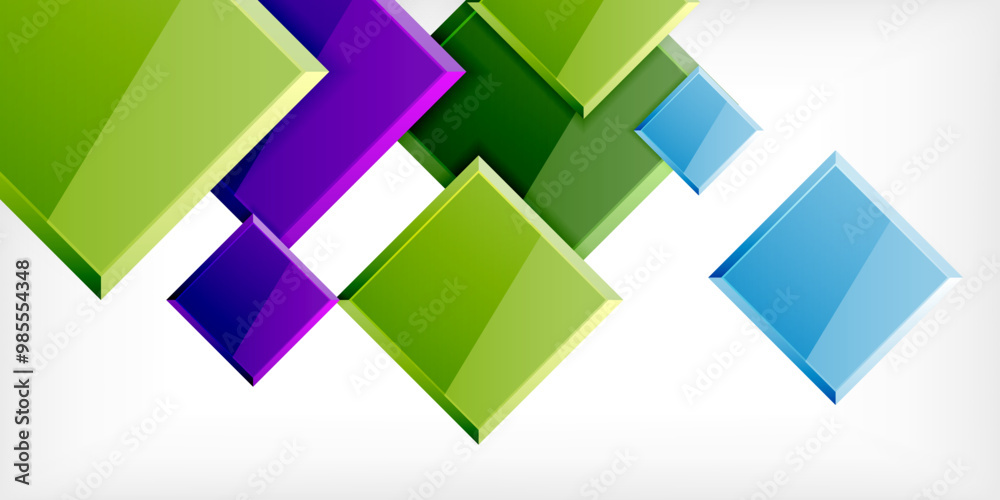 Fototapeta premium Colorful squares with reflections abstract background design. Vector Illustration For Wallpaper, Banner, Background, Card, Book Illustration, landing page