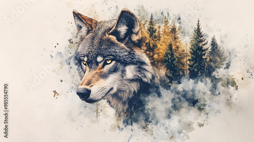 Wallpaper Mural Gray wolf, winter predator, wild canine, fur coat, snow-covered landscape Torontodigital.ca