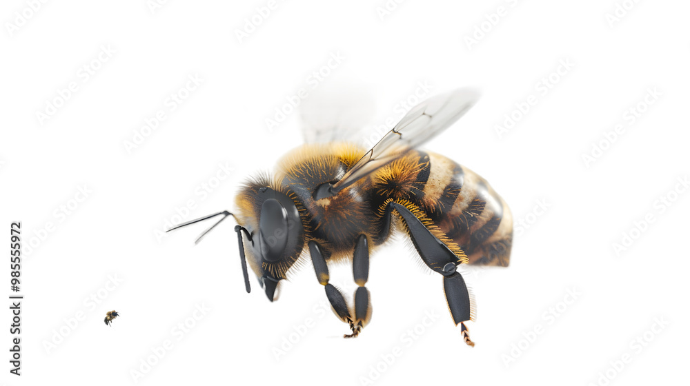 Delicate Honey Bee Isolated on Transparent Background for Detailed Focus Delicate Honey Bee Isolated on Transparent Background for Detailed Focus