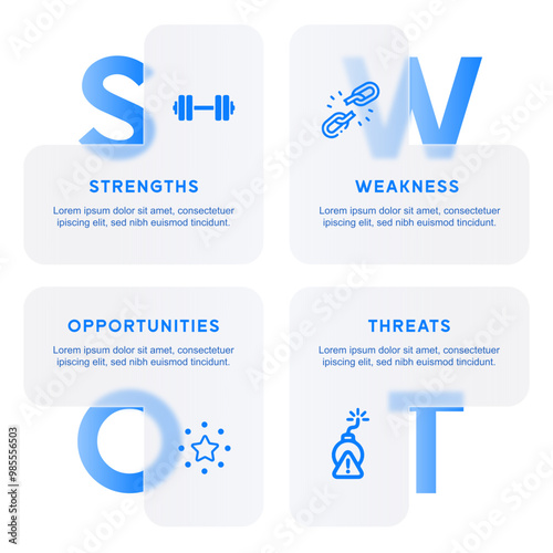 SWOT Business and Technology Infographic Presentation Template Glasmorphism Svg Eps Png