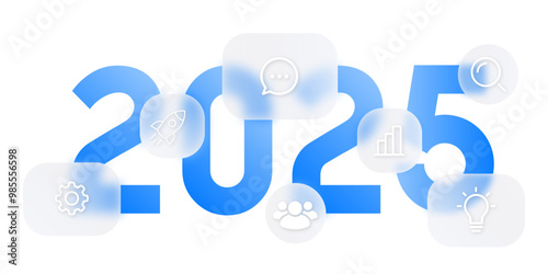 2025 Year Business and Technology Infographic Presentation Template Glasmorphism Svg Eps Png