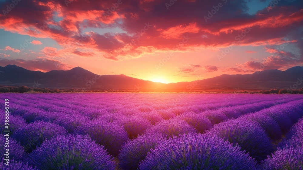 Sunset over Lavender Field Sunset over Lavender Field