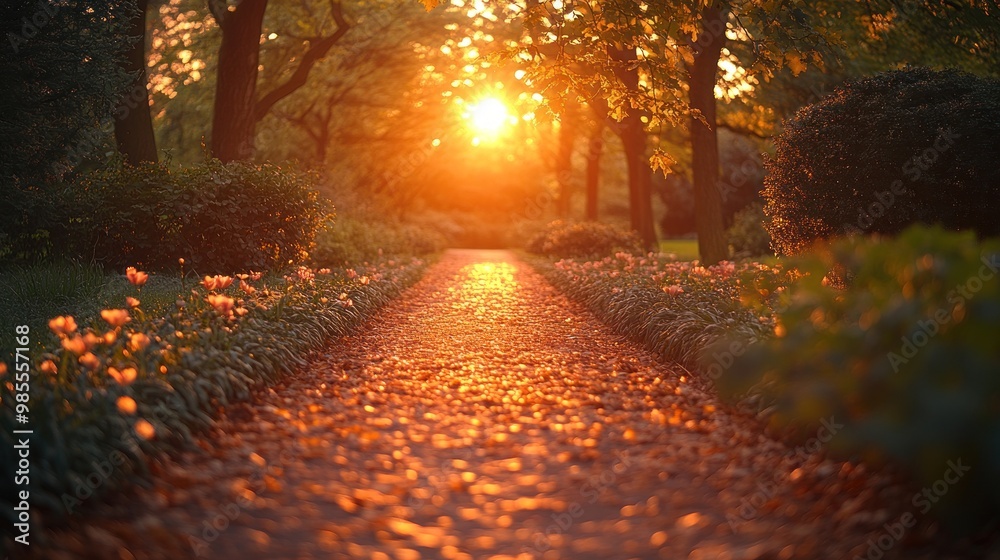 Obraz premium Golden Pathway at Sunset