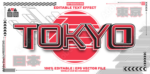 Tokyo new sci-fi editable text effect in new modern trend style