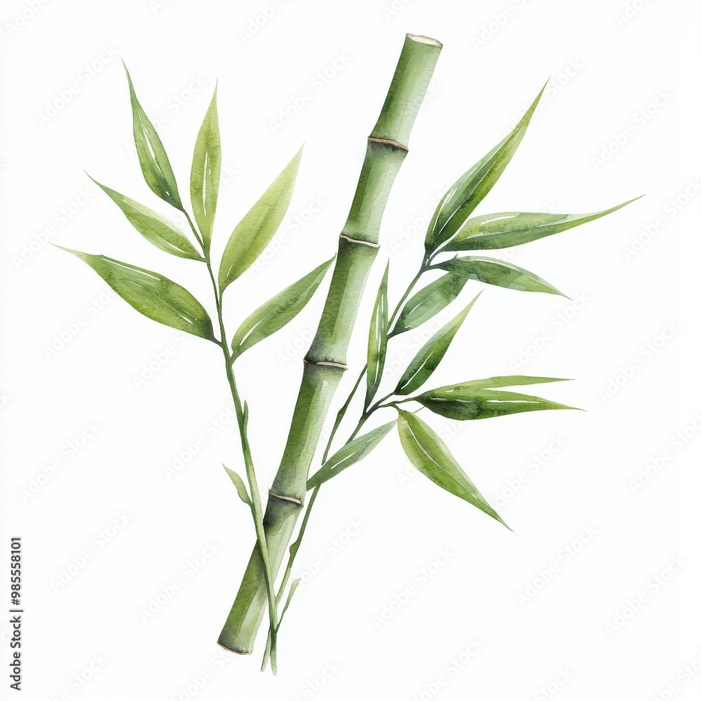 Obraz premium Simple watercolor sugarcane, isolated on a white background.