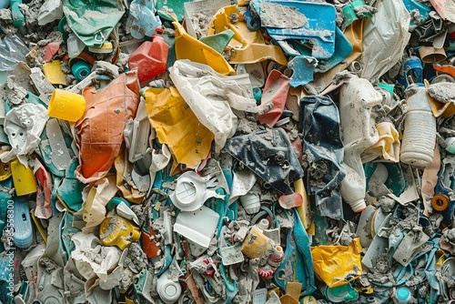A heap of abandoned plastic and foam trash contaminating the surroundings.