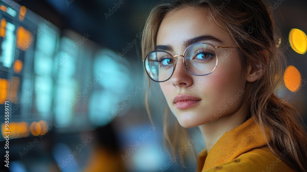 Young Woman with Glasses Looking Away Young Woman with Glasses Looking Away