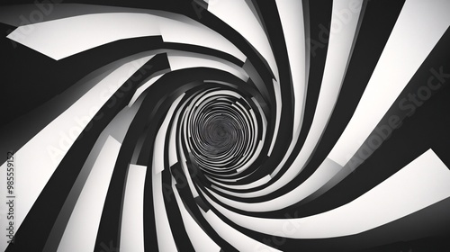 Wallpaper Mural An abstract geometric background features a bold monochrome geometric spiral pattern, where sharp lines create a hypnotic effect Torontodigital.ca