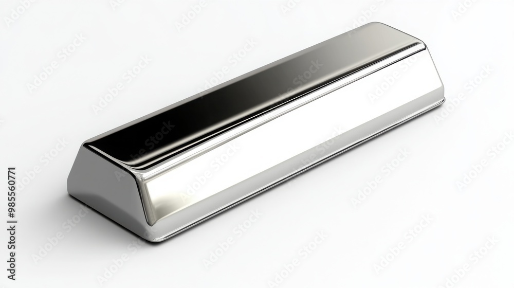 polished platinum bar, sitting on a clean white background polished platinum bar, sitting on a clean white background