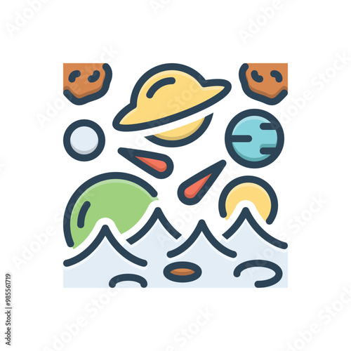 Color illustration icon for space conquest