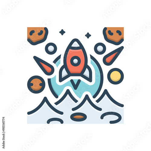 Color illustration icon for space exploration