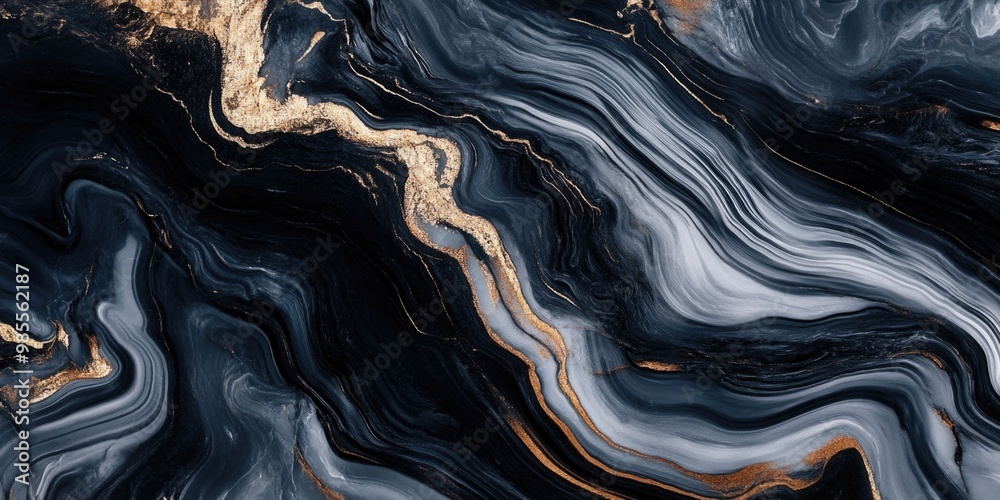Fototapeta premium Black and Gold Marble Close Up