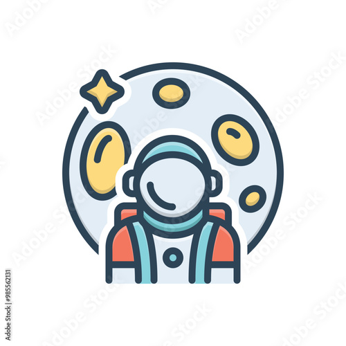 Color illustration icon for astronaut