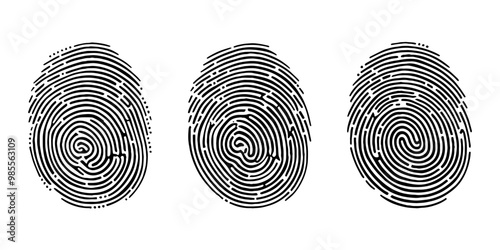 fingerprint or thumbprint set isolated. Set fingerprint scanning icon sign	