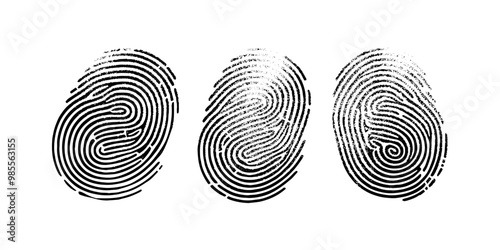 fingerprint or thumbprint set isolated. Set fingerprint scanning icon sign	