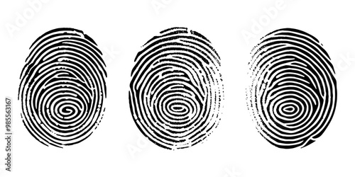 fingerprint or thumbprint set isolated. Set fingerprint scanning icon sign	