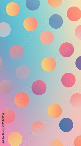 Colorful polka dots on a gradient background