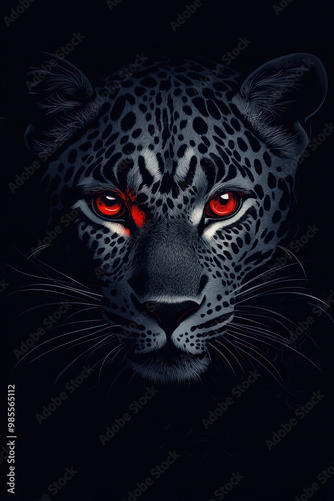 Majestic Leopard with Hypnotic Red Eyes on a Dark Background – Powerful Wildlife Artwork for Digital Use Majestic Leopard with Hypnotic Red Eyes on a Dark Background – Powerful Wildlife Artwork for Digital Use