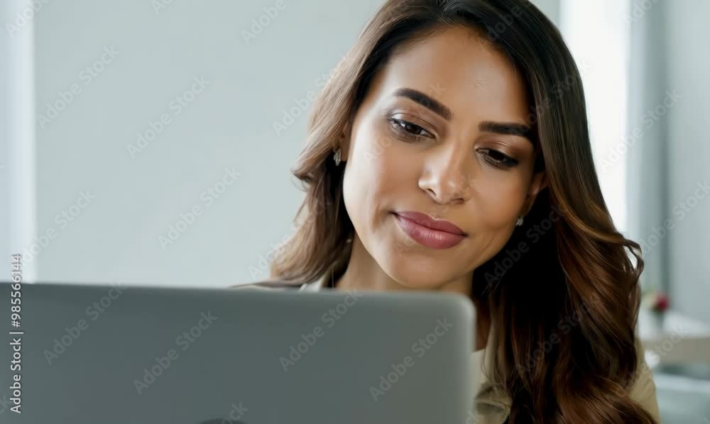 Canadian Woman Engaged with Laptop in Cozy Office Canadian Woman Engaged with Laptop in Cozy Office